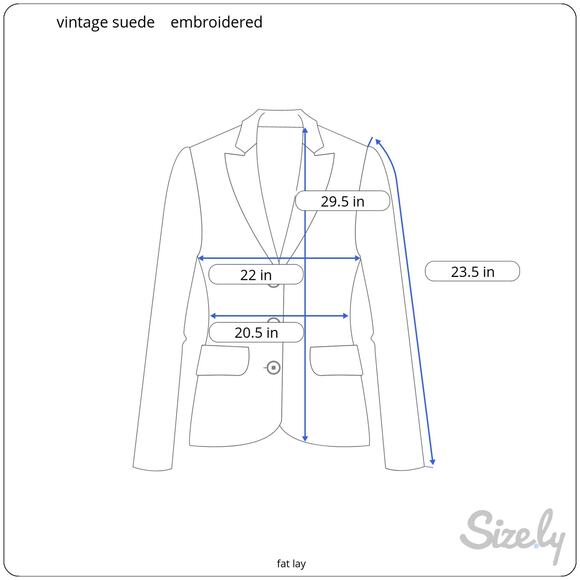 Vintage 70's Women's Suede Jacket Floral Embroidered Pointed Collar - Picture 11 of 11